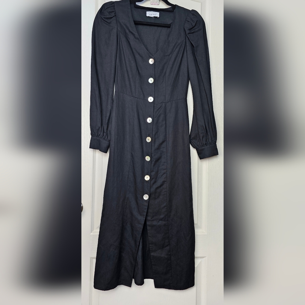 & Other Stories Black Midi Dress